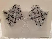 3 Checkered Flag Rhinestone Iron on Transfer Bling Racing Racecar - DIY