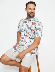 Rivers Short Sleeve Printed Cotton Shirt - Mens