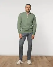 NWT JOHNNIE-O $128 SULLY 1/4 ZIP PULLOVER IN EVERGREEN SZ S SMALL