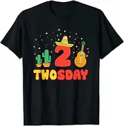 [X.Style] Taco Twosday 2nd Birthday Kids Boy Girl ds1506 T-Shirt (S) Black