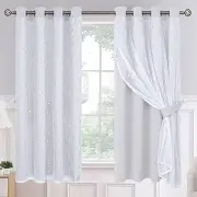 Room Darkening Curtains with Sheer 52"W x 63"L (Pack of 2) Greyish White