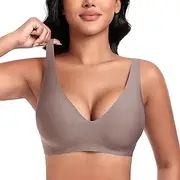 [DOCUMO] Deep V Bras for Women No Underwire Comfort Wireless Bralettes Adjustable Sleep Seamless Plunge Bra with Bra Extender