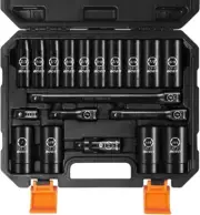 BOEN 1/2" Drive SAE Deep Impact Socket Set, 19 Piece Cr-V Steel Socket Set SAE S