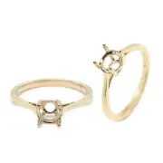 Minimalist Round 5mm Solitaire Ring Semi Mount In 14k Yellow Gold (54148-1)