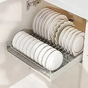 ZHOHO TANT Pull out Cabinet Organizer Fixed with Adhesive Nano Film, Slide out Dish Drying Rack for Kitchen Cabinets, Pull Out Drawer for Kitchen Under Sink Organizer