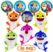 10pcs Baby Shark Theme Foil Balloon Set - Kids Birthday Party Decorations