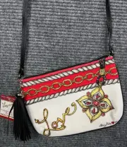 NWT Brighton Jewels Love Pouch Crossbody Purse Bag Tassel Canvas Tom Clancy