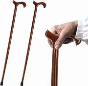 36 inch Wooden Walking Cane for Men and Women, All Occasion Ergonomic Wood Walking Stick with Non-Slip Rubber Tip, Solid Canes for Senior Elders, Coffee Color