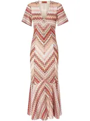 [Missoni] serrated zigzag-pattern maxi dress 44 Brown