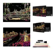 Scratch Art Painting kits for Adults Kids Craft Art Set Night View Scratchboard