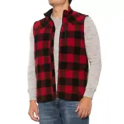 SMARTWOOL Black Red Check ANCHOR LINE Wool Full Zip VEST Jacket Mens MEDIUM NEW