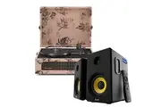 Crosley Voyager Bluetooth Portable Turntable - Floral + Bundled Majority D40X Bluetooth Speakers - Black