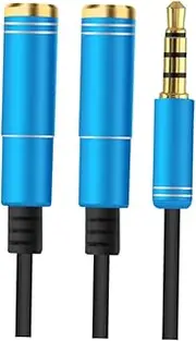 CONGARTENO Headphone and Microphone Jack Audio Splitter Cable to Mobile Headset for Sharing Music Lightweight and Compact Design for and Road Trips Blue