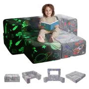 Modular Kids Play Couch 4Pcs DIY Glow in the Dark Toddler Chair Grey