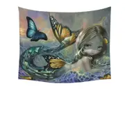 Mermaid and Butterflies Fantasy Painting Sea Monarch Tapestry