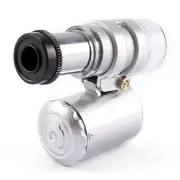 Mini 60X Pocket Microscope Jewelry Magnifier Loupe Glass LED UV Light LLI