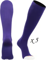 5 Pairs MadSportsStuff Over the Calf Softball Socks - Solid Purple - Medium