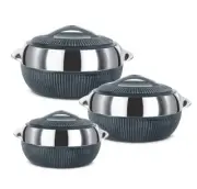 Milton Fiesta Inner Stainless Steel Insulated Casserole, Grey, Set 3- Free Post