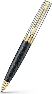 [Sheaffer] 300 Ballpoint Pen | E9347 Engraved Matt Black Barrel and Shiny Chrome Cap with PVD Gold Trims | Premium Ballpoint Pen