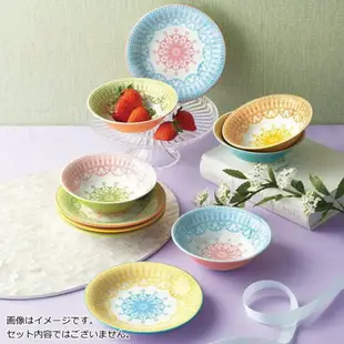 小禮堂 迪士尼 日本製 米奇米妮 陶瓷碗5入組 三鄉陶器 (彩色圖騰款)