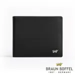 【BRAUN BUFFEL 德國小金牛】台灣總代理 HOMME-M 12卡中間翻透明窗短夾-黑色/BF306-317-BK