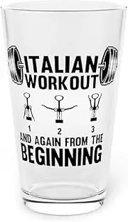 Teegarb Letter Blanket Novelty Weightlifting Weights Workout Heavylifting Lover Humorous Italia Excercise Physical Fitness Fan Pint Glass, 16oz 16oz