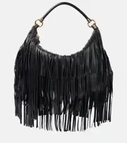 [Chloe] Chloé Foulard fringed leather shoulder bag One Size black