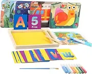 Folpus Water and Sand Art Painting Kit Educational Sensory Learn with Pen and Brush Motor Skills Double Side Cards for School