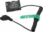 [HangTon] V-Mount D-tap to LP-E6N Dummy Battery for Canon EOS R5 R5C R6 5D3 5D 6D 7D II BMPCC 4K Camera, Zacuto EVF, Coiled Cable