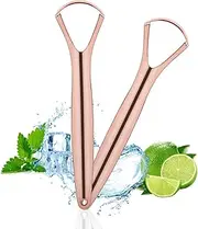 ACWOO Tongue Cleaner, Stainless Steel, Pack of 2 Tongue Scraper, Tounge Scraper with Handles for Adults Oral Care, Tongue Scraper Probadent Against Bad Breath Tongue Brush Heals Bad Breath (Rose Gold)