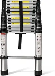 Telescoping Extension Ladder 14.5 FT, Folding Telescopic Aluminum Ladders, Lightweight Collapsible Ladder Step for RV Roof Attic Home, 330 LB Capacity (14.5 FT)