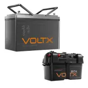 1* VoltX 12V 100Ah Lithium Battery LiFePO4 1* VoltX Battery Box Case 12V 2x USB