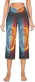 [RPLIFE] Fire Water Basketball Ladies Yoga Pants, Yoga Pants Capri for Women, Lightweight Yoga Pant for Women