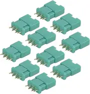 Baxnore 10 Pcs Green Hexagonal Plug, Copper Green Gold Plated Nylon Model Connector, Hexagonal Male Female Banana Plug for RC Electronic Equipment