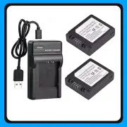 2x Battery + USB Charger For Panasonic Lumix DMC-FZ5 DMC-FZ10 DMC-FZ15 DMC-FZ20