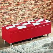 Modern Ottoman Faux Leather Upholstered Rectangle Storage Bench Footrest Shoe Changing Stool for Living Room Bedroom Entryway Hallway-F 70x40x40cm(28x16x16inch)