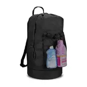 Laundry Bag with Shoulder Straps and Mesh Pocket Laundry Backpack Large Portable Laundry Hamper for College Laundromat Black