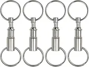 [Millennial Essentials] 4 Pack Quick Release Detachable Pull Apart Keychain Silver Dual Key Ring Snap Lock Holder