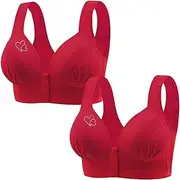 [Sczwkhg] Womens Bras Front Closure Bra 2024 Wireless Full Support Push Up Full Coverage Breathable Convenient Bralettes 2 Pack