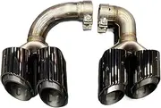 Stainless Steel Car Exhaust Compatible For Porsche Cayenne EHybrid Petrol 2018 2019 2020 2021 2022 2023 Exhaust System Tip Muffler Tip(Biack)