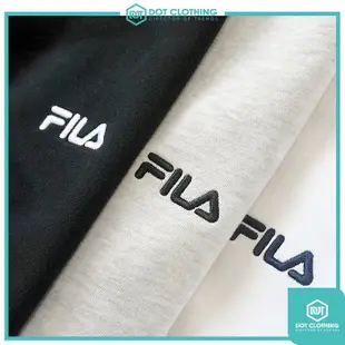 FILA LOGO 黑 白 淺灰 基本款 小LOGO 刺繡 大學T 毛巾布 台灣公司貨 零碼出清 DOT聚點