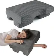 PYURIFAI Side Sleeper Pillow with Arm Hole, Memory Foam Pillow Provides Support & Reduces Arm Pressure, Adjustable Cuddle Pillow for All Positions, Cuff Pain Relief, Grey