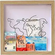 12 Inch Travel Memories Shadow Box, Top-Loading Shadow Box, with Map Design, Preserve Concert Tickets and Souvenirs Adventure Archive Box (Brown 12×12 Inch)