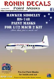 1/72 Ronin Decals HS-748 Paint Masks for Mach 2 Kit