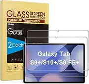 SPARIN Screen Protector for Samsung Galaxy Tab S9 Plus/S9 FE Plus/S7 FE 5G/S8 Plus 12.4'', 2 Pack HD Tempered Glass for galaxy Tablet S9 Plus/S9 FE Plus/S7 FE