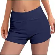 [Generic] Women's Leakproof Flowy Shorts Sport Swimwear Athletic Cute High Waisted Leak Proof Bathing Suit Compression Mens Swim Board Shorts (Navy, S)