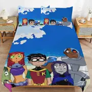 v6766 Bed Sheets Bedding Teen Titans Go Cartoon Bedding Sets Ultra Soft Skin-Friendly Duvet Cover 3 Piece, Cute Comforter Cover Bed Set for Boys Girl