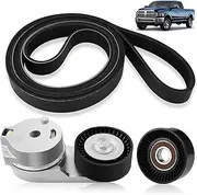 D-Lumina Serpentine Belt Component Kit for 2009-2018 Dodge Ram 1500 2500 3500, Replace K060795HD 6PK2020 38018 4593817AB 4861528AC 4861660AA 38323 06A903315E 06A903315D
