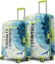 [uppercase] Geo Set of 2 (M+L), Hardsided Trolley Bag for Travel Printed Eco Polycarbonate Luggage, Combination Lock 8 Wheel Spinner Suitcase for Unisex, 2000 Days Warranty, Blue, Set of 2, Luggage