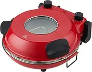 [HEALTHY CHOICE] 12-Inch Pizza Oven – Thermal Control, Timer, Viewing Window, Removable Stone, Compact and Efficient, Perfect for Homemade Pizza & Baking - Red